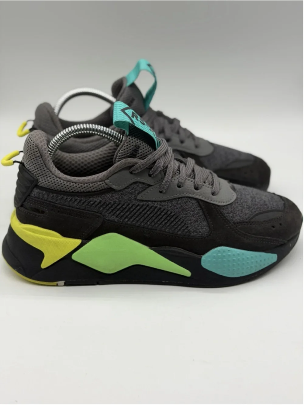 New Puma RS-X Highlighter JR Gray Black Multi Sneakers US 6.5 385934-02